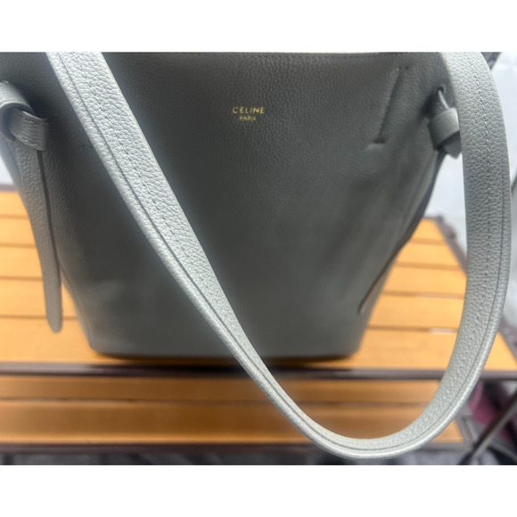 Auth CELINE Cabas Phantom Small With Belt Gray Soft grained calfskin - Picture 8 of 16